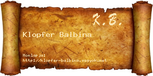 Klopfer Balbina névjegykártya